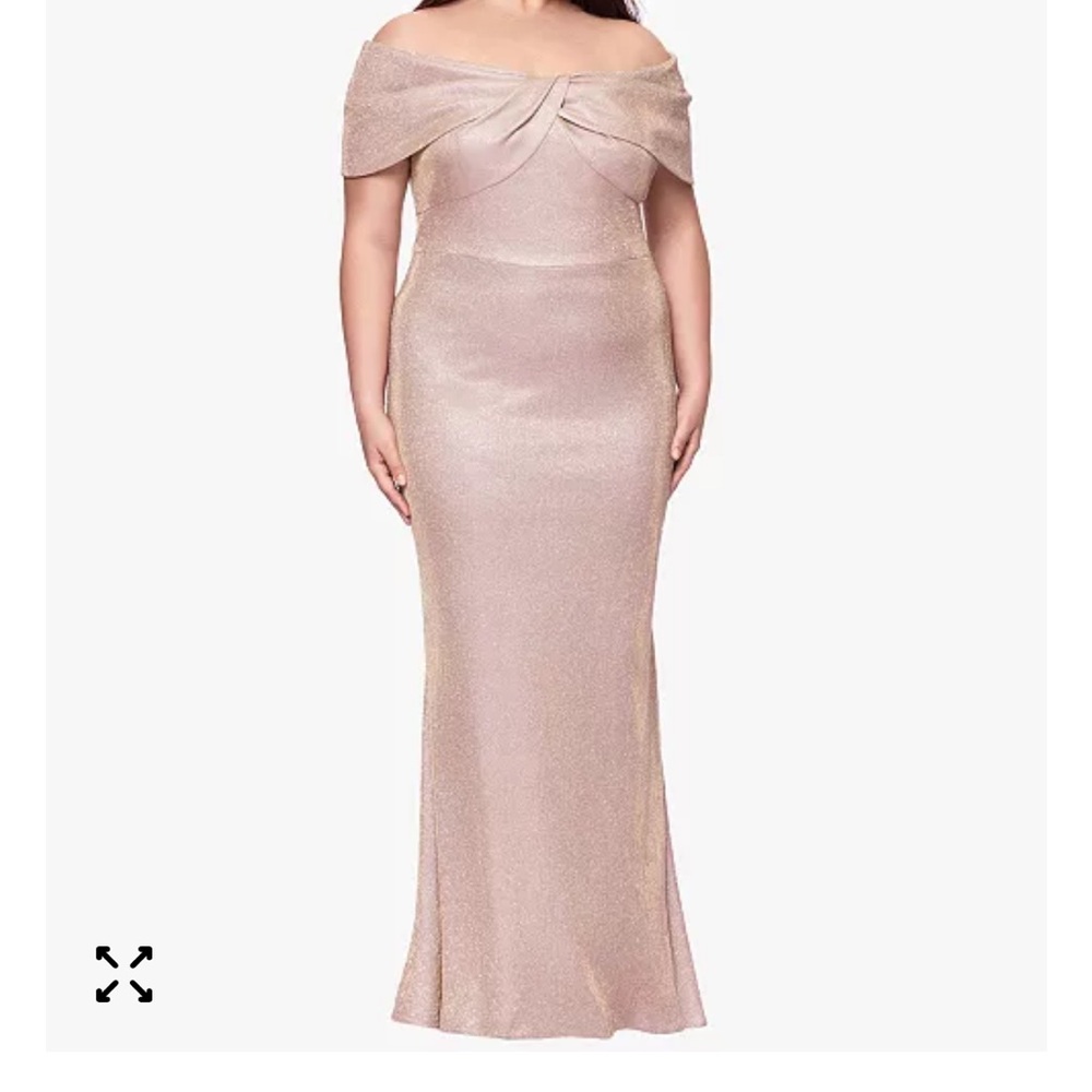 Betsy & Adam Elegant Off-Shoulder Evening Gown
